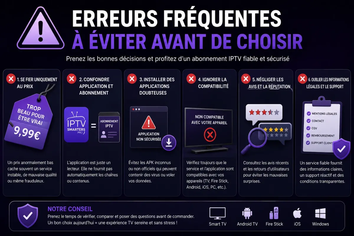 Erreurs fréquentes à éviter avant de choisir un abonnement IPTV officiel en France