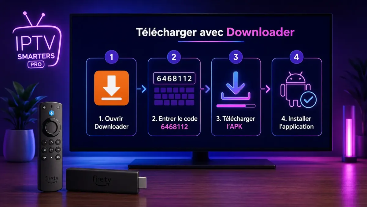 IPTV Smarters Pro APK sur Fire Stick avec Downloader Code 2026